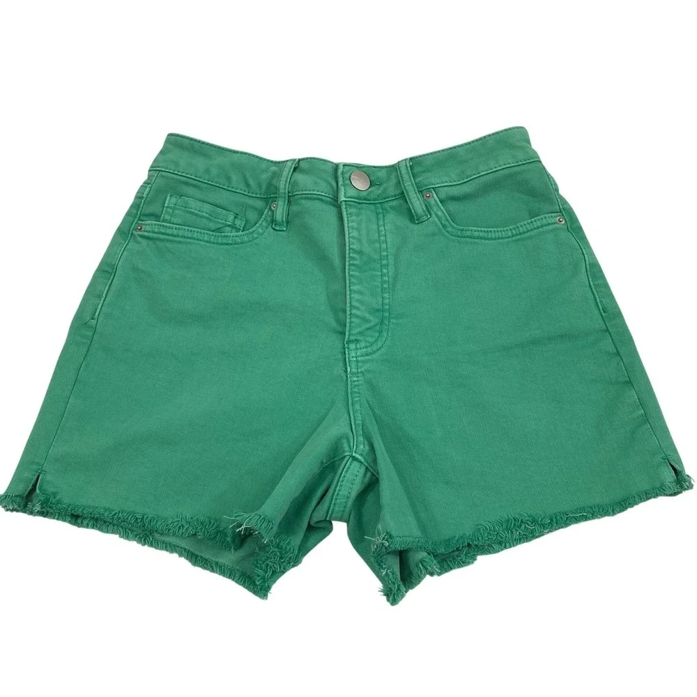 Womens Green Denim Shorts Size Medium 26